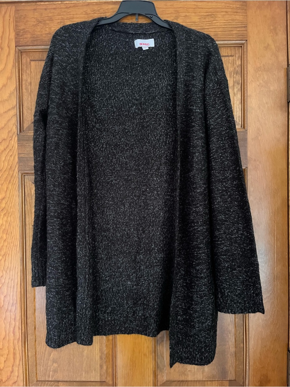 BONGO Black Heather Open-Front Long Cardigan